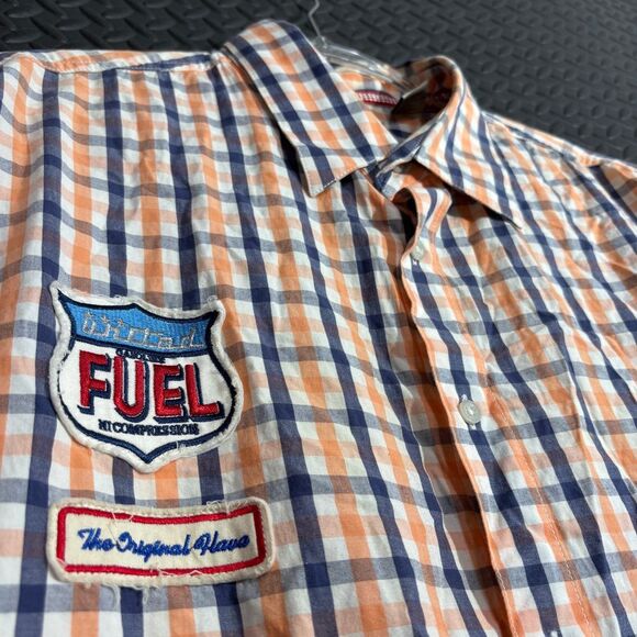 Vintage Y2K Phat Farm Orange Plaid Fuel Gasoline‎ Button Up Shirt Men's Size 2X - Picture 1 of 8